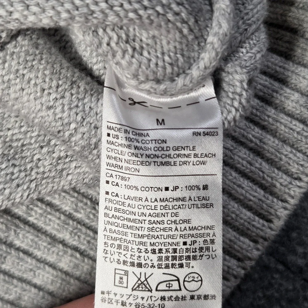 Banana Republic Mens Gray Cotton Knit Henley Hoodie Sweater Size M Pocketed